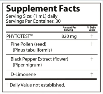 PhytoTest Supplement Fact