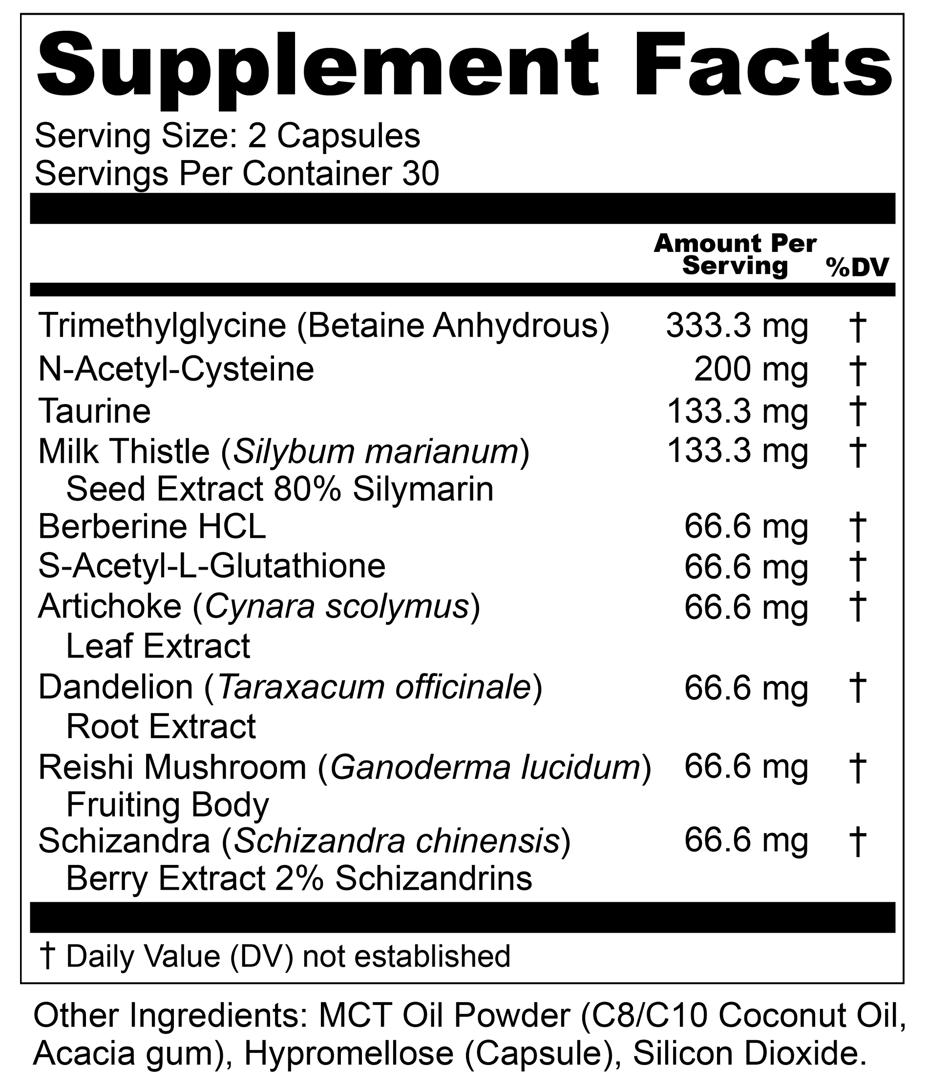 UpWellness Ultra Liver Supplement Fact