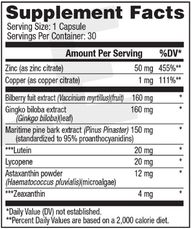 Vision 20 Supplement facts