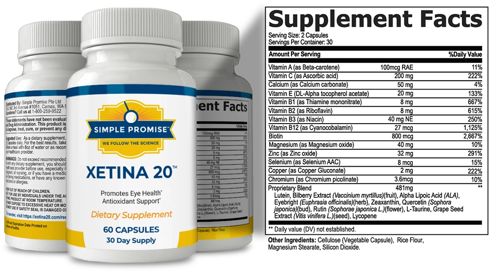 Xetina 20 supplement facts